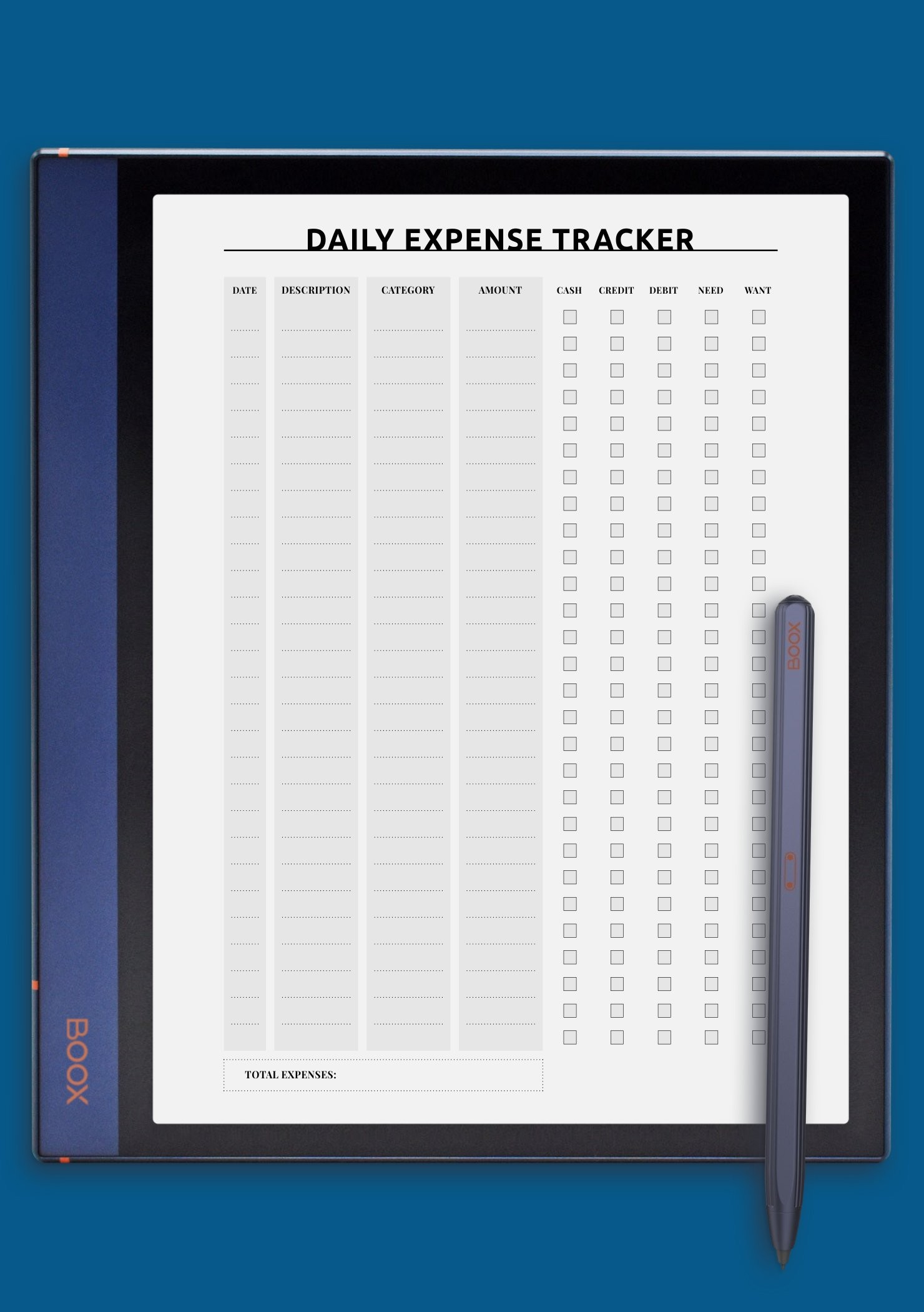 Tracking daily expenses